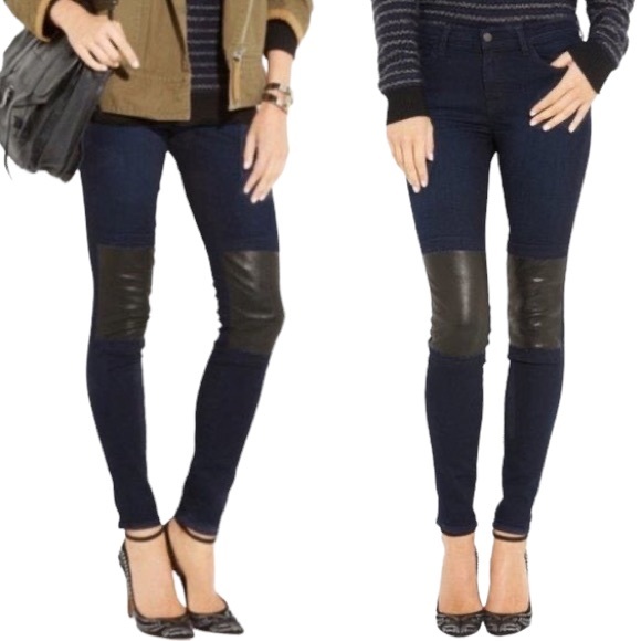 ⭐️🌴J Brand Lamb Leather Patch Jeans - Picture 1 of 12